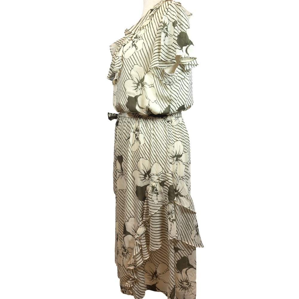 Ralph Lauren Black Label Floral Ruffle Tiered Georgette Dress Women's Size 14 - Picture 3 of 10